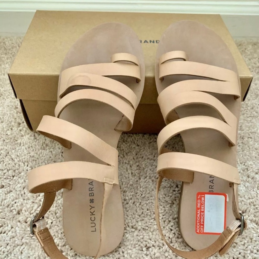 Lucky Brand Fairway Leather Slingback Strapy Sandals Sz 8